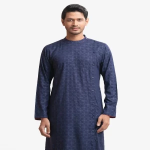 Navy Blue Viscose Semi Fit Panjabi